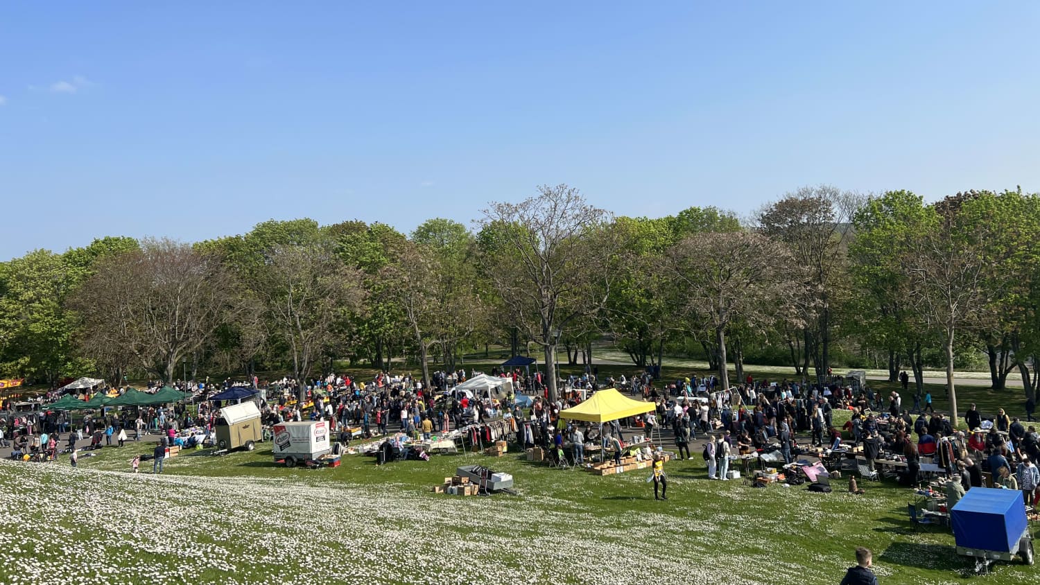 Shoppen bei bestem Wetter in der Bonner Rheinaue