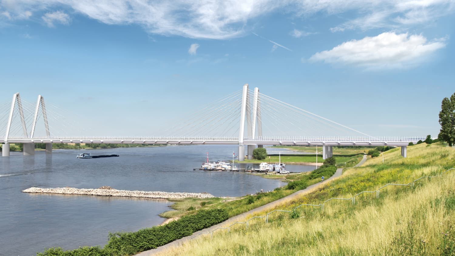 Zwei parallele Schrägseilbrücken: So soll die neue Leverkusener Brücke aussehen