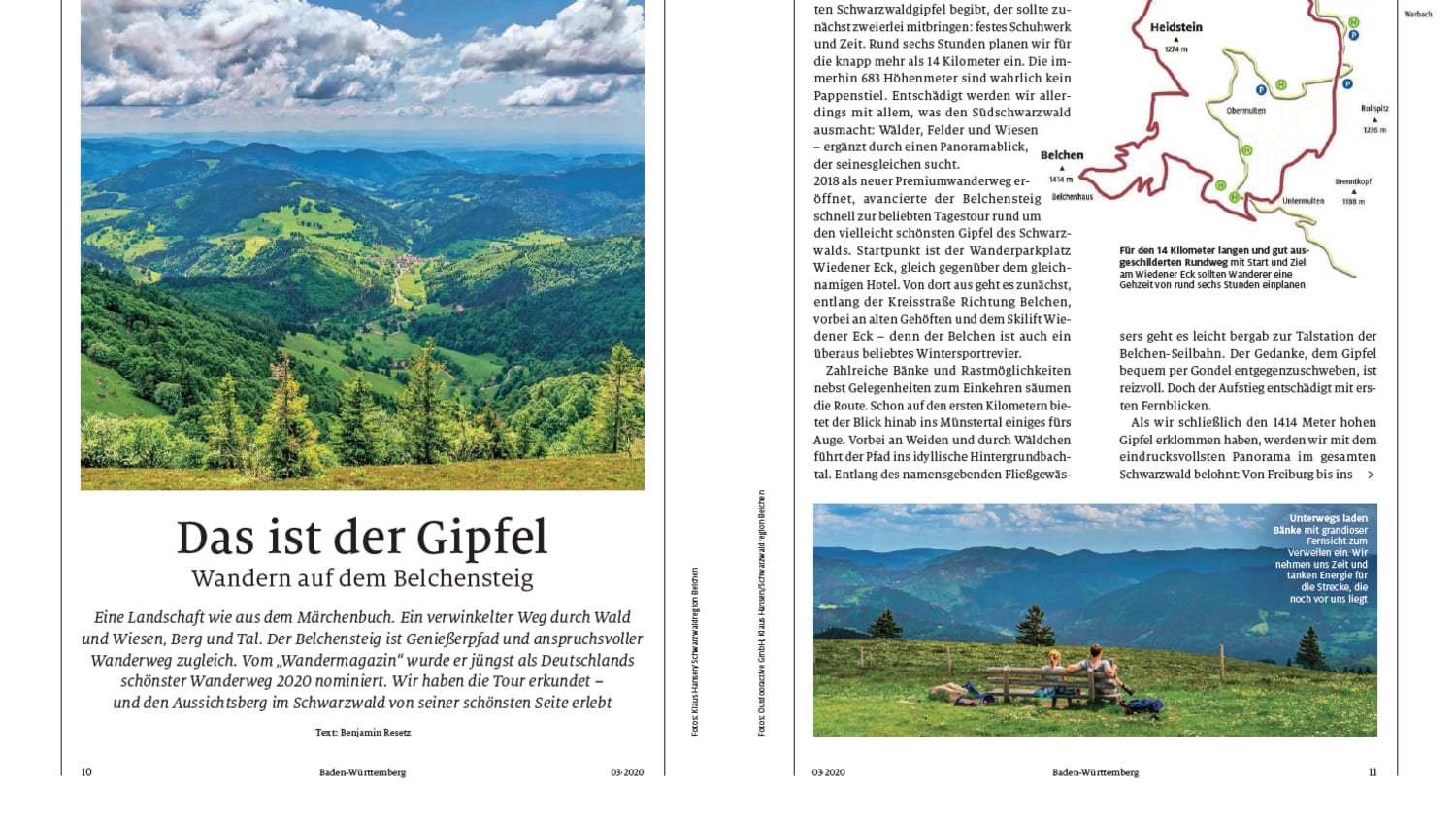 Auszug aus der Motorwelt mit Reportage zum Wanderweg Belchensteig