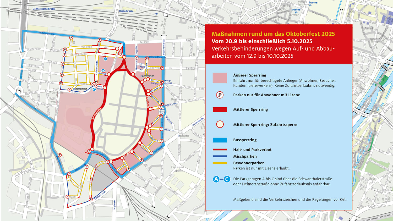Sperrbereich rund um das Oktoberfest auf der Theresienwiese