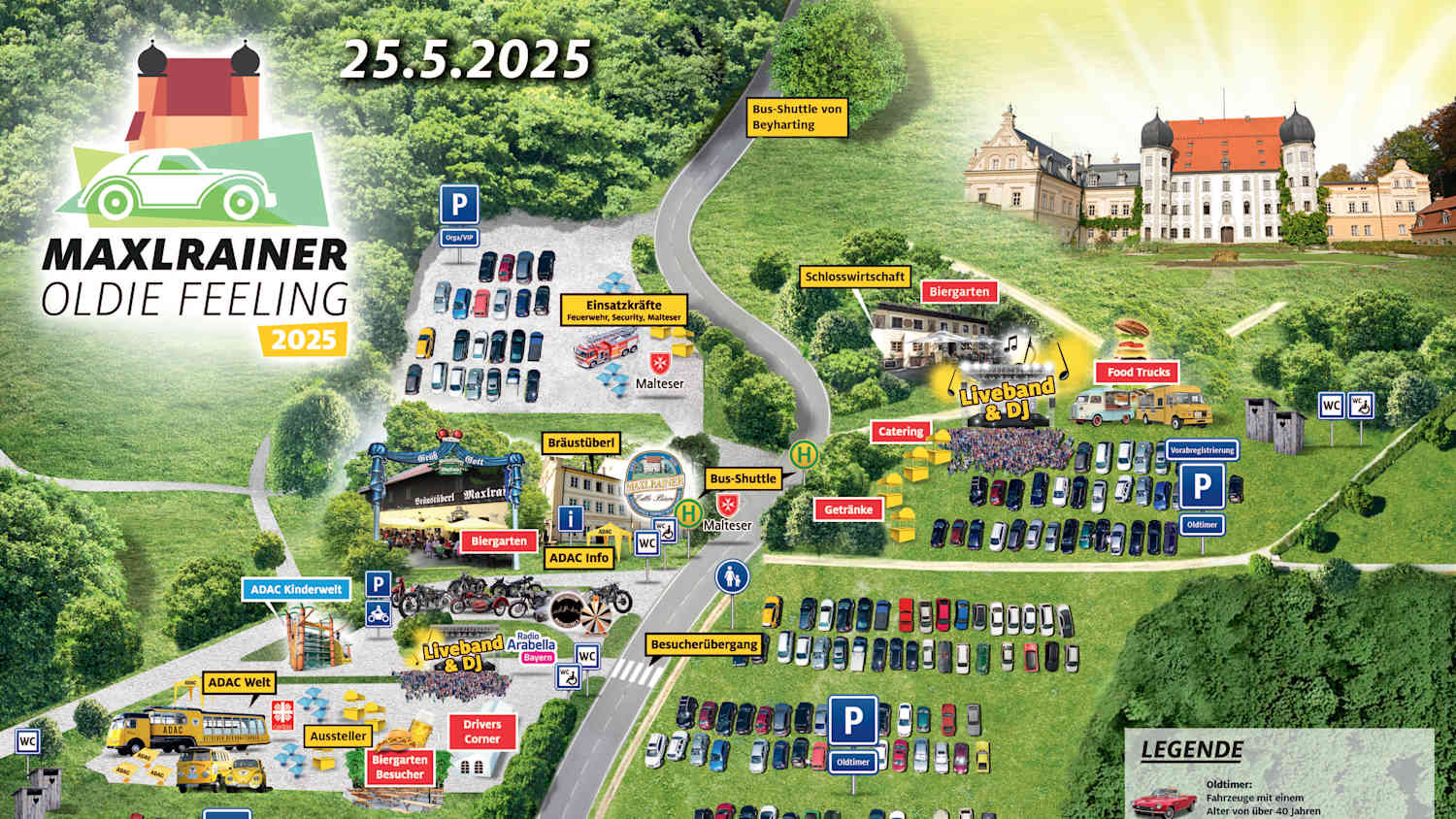 Der Lageplan des Maxlrainer Oldie Feelings am Sonntag, 25. Mai 2025.