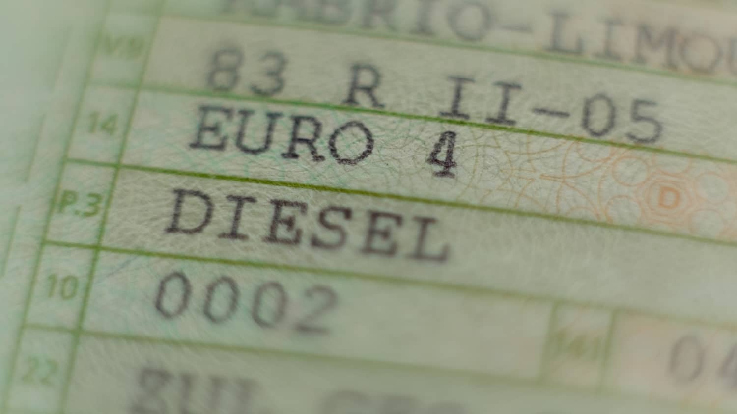Deutscher Kraftfahrzeugschein Diesel Euro 4
