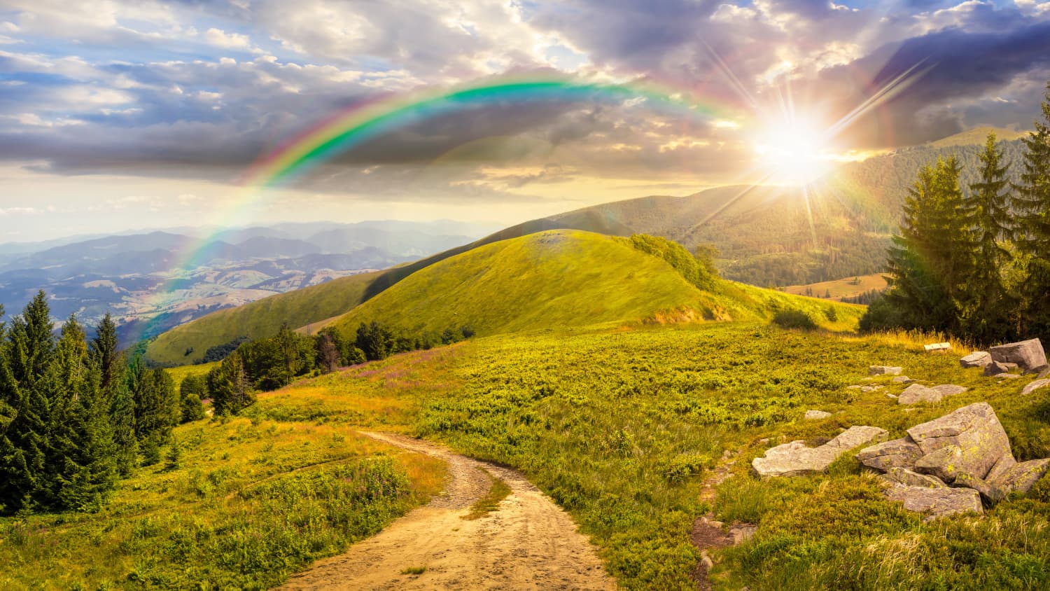 Schwarzwald, Regenbogen, Sonne