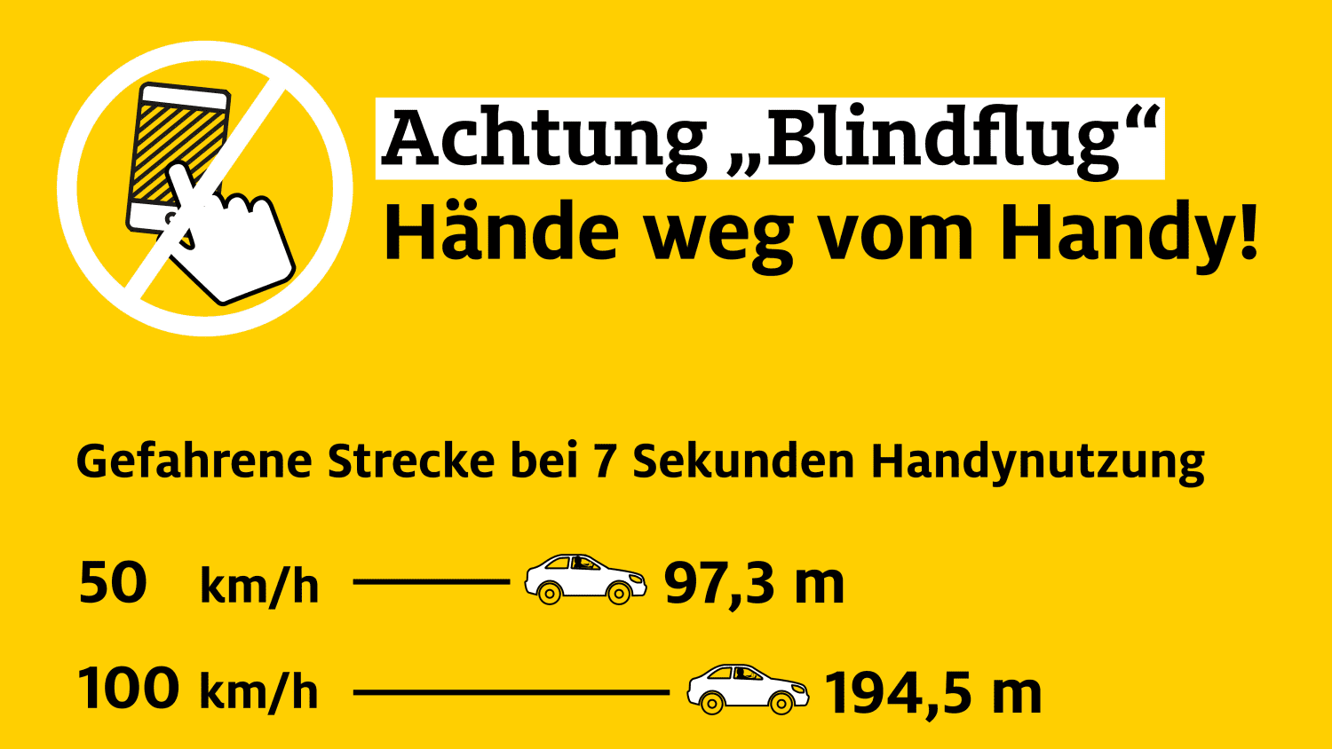 Achtung "Blindflug" - Hände weg vom Handy!