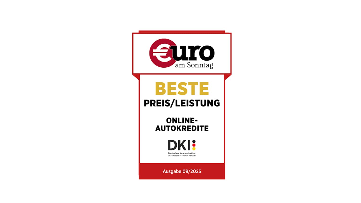 Siegel von Euro am Sonntag Beste Preis/Leistung 2025 - ADAC Autokredit