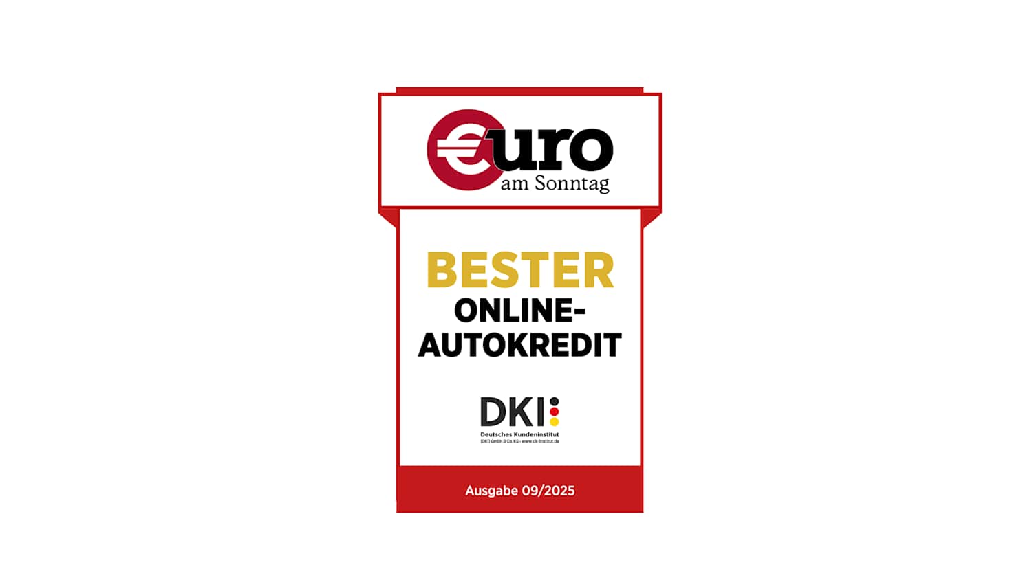 Siegel von Euro am Sonntag Bester Online-Autokredit 2025 - ADAC Autokredit