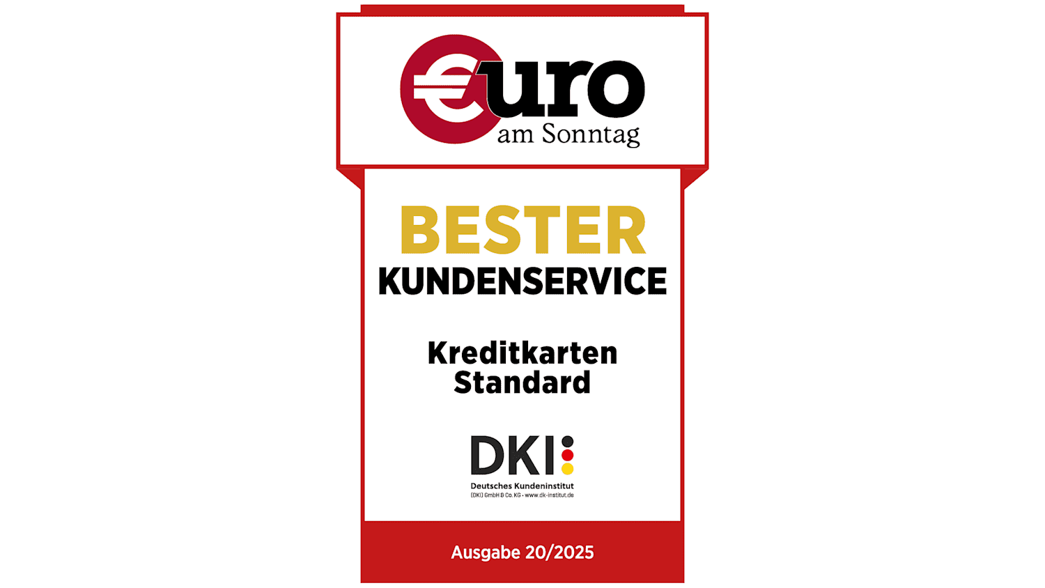 Siegel von Euro am Sonntag Bester Kundenservice 2025 - ADAC Kreditkarte