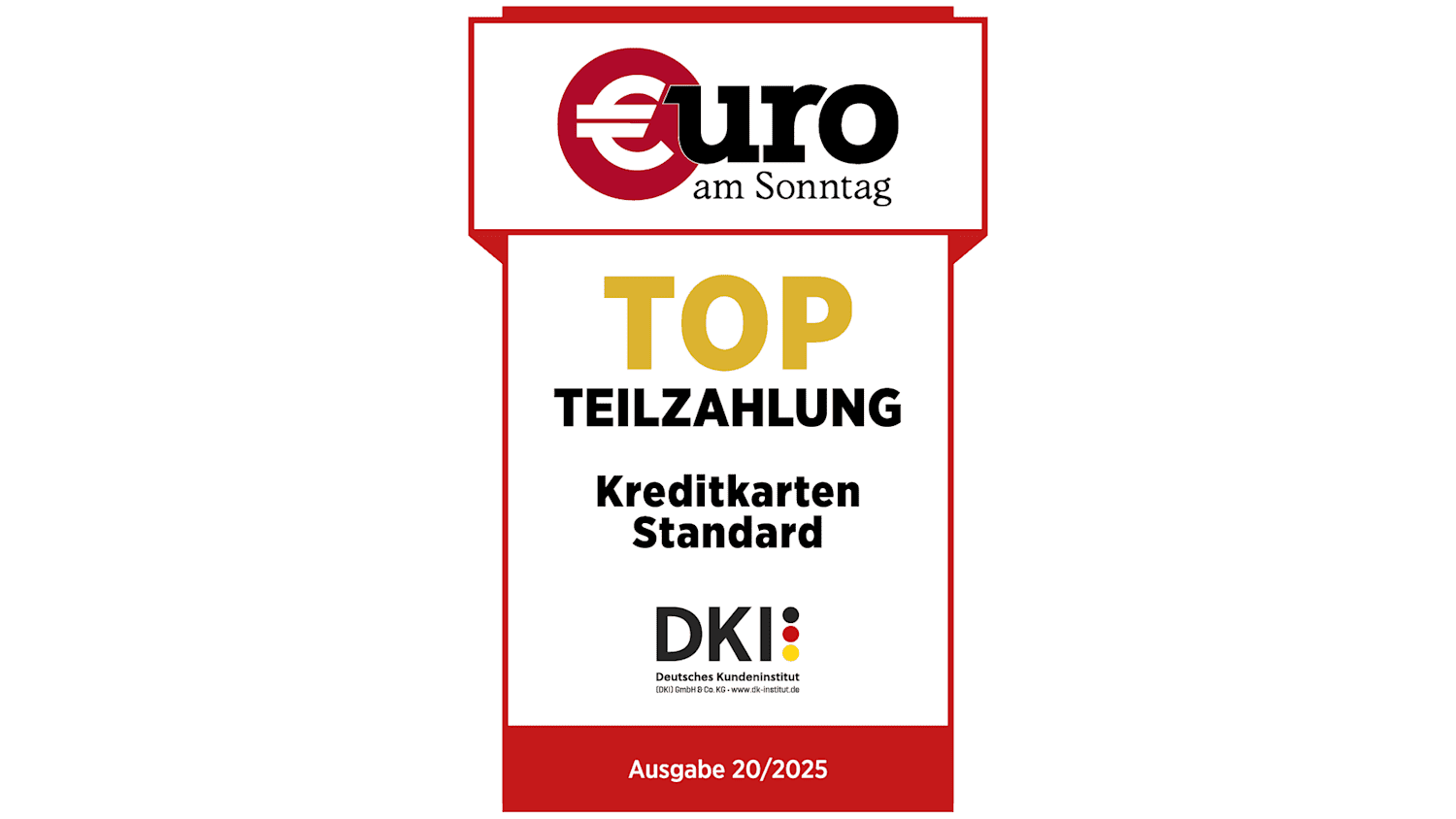Siegel von Euro am Sonntag Top Teilzahlung 2025 - ADAC Kreditkarte