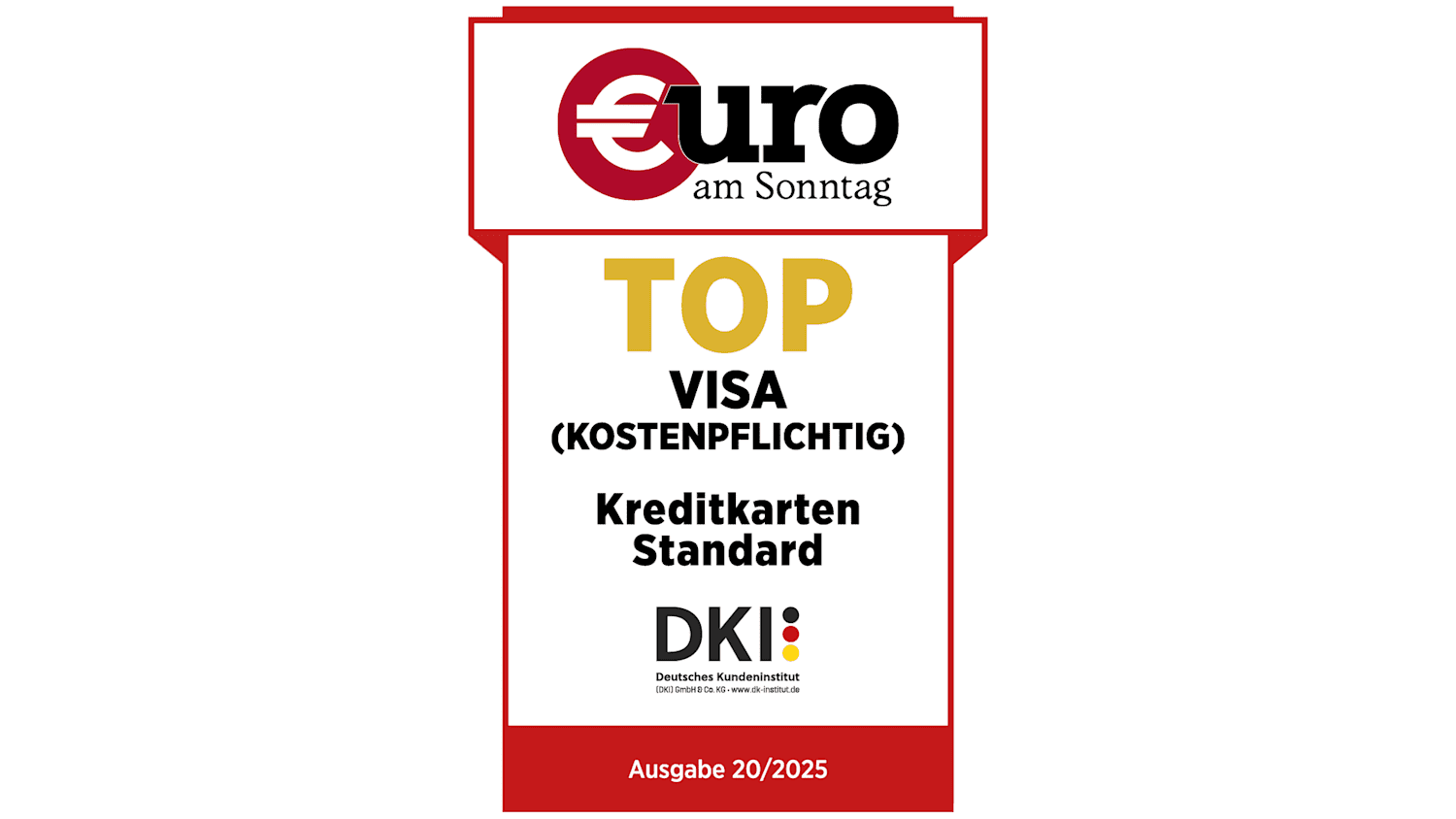 Siegel von Euro am Sonntag Top Visa Kreditkarte 2025 - ADAC Kreditkarte