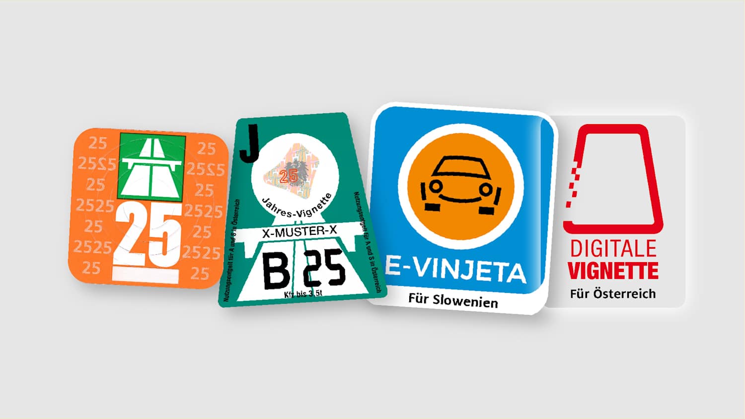 Vignetten 2025 aus Österreich, der Schweiz und für Slowenien in digitaler Form