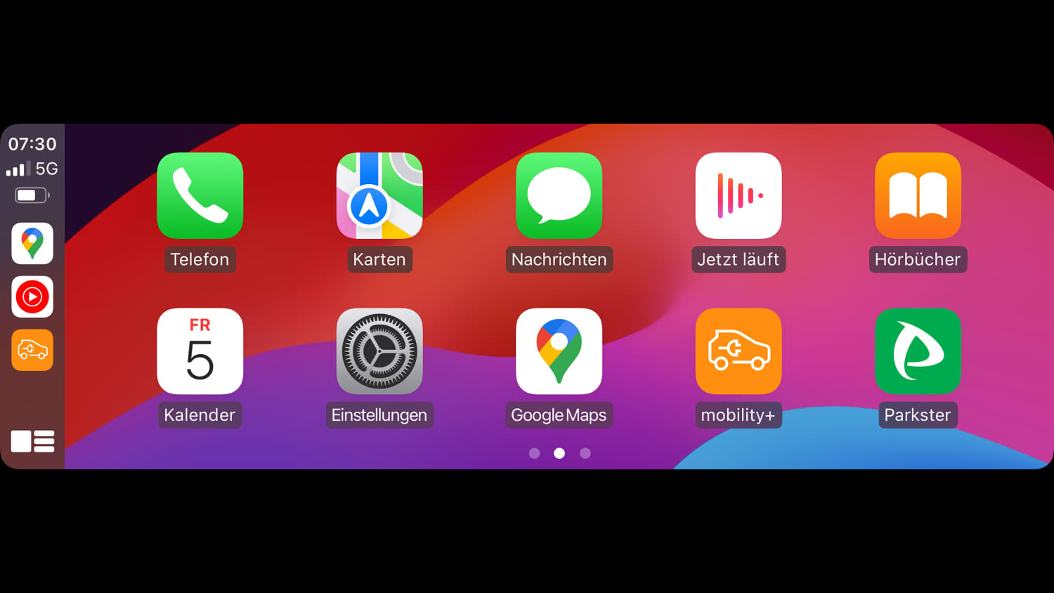 Darstellung des Car Play für Apple