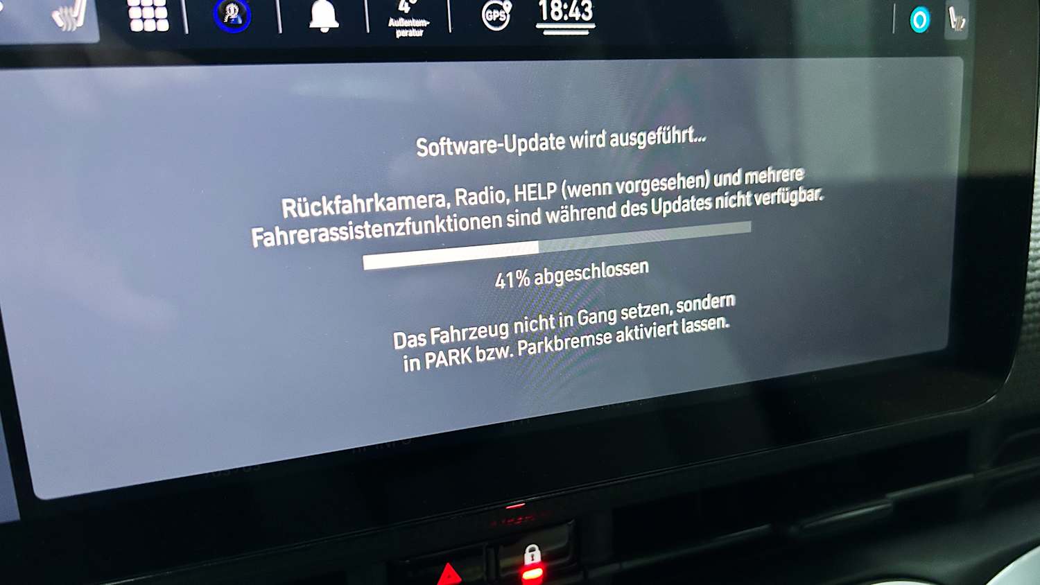 Aufnahme des Display des Fiat 500