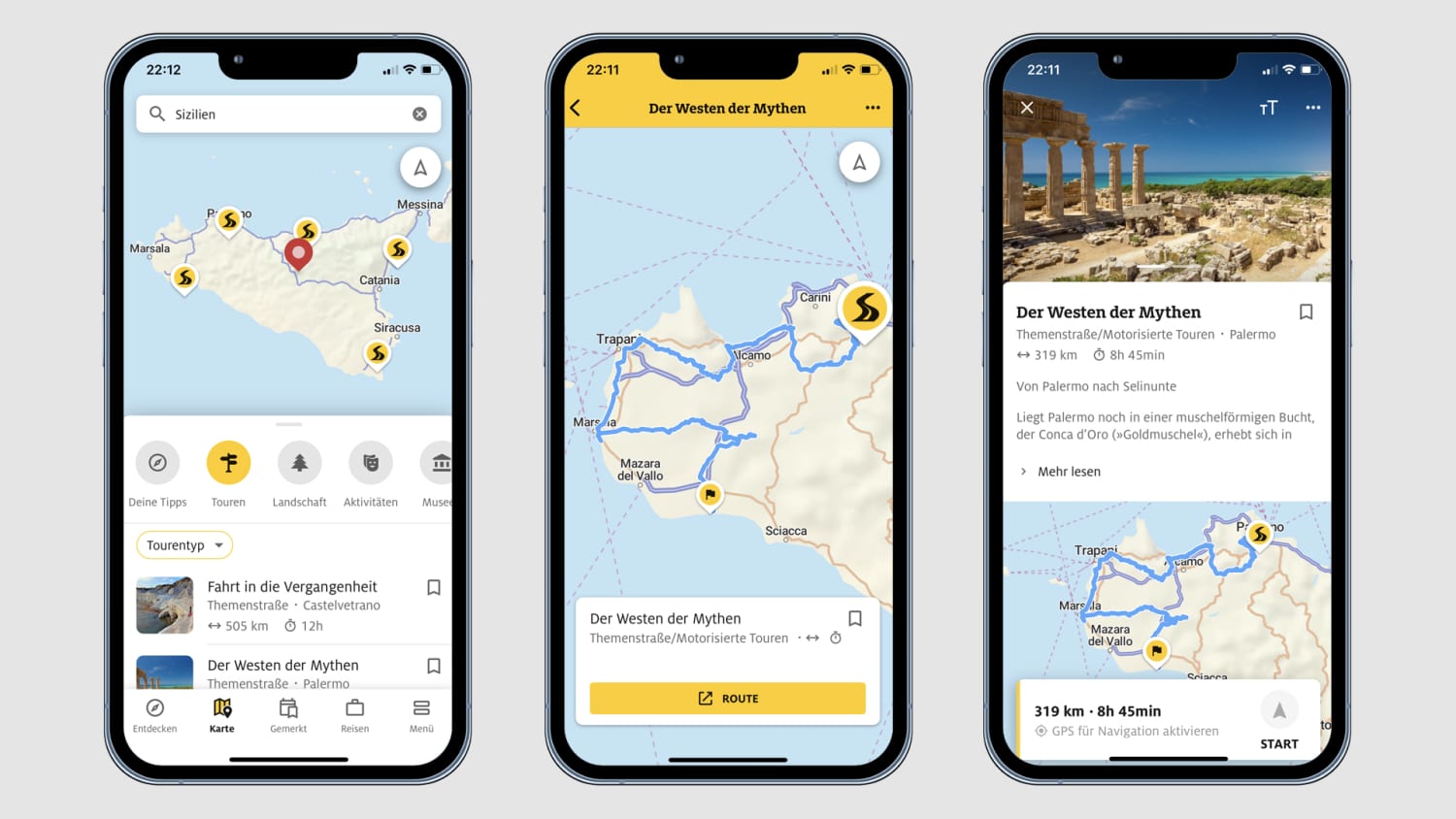 Handy Screenshots der Triips App