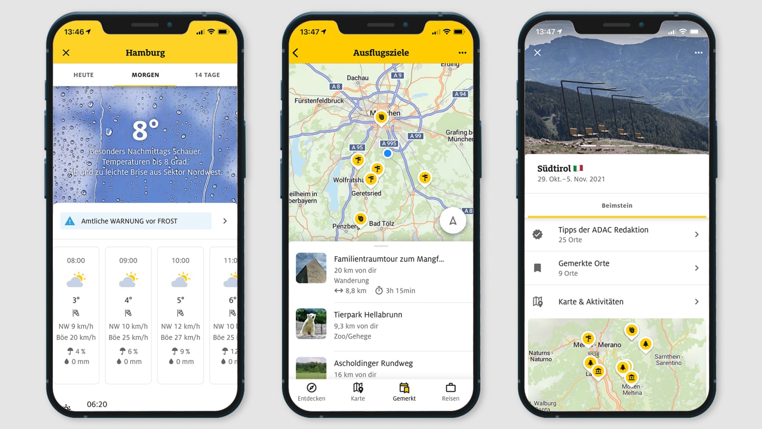 Screenshot der ADAC Trips App