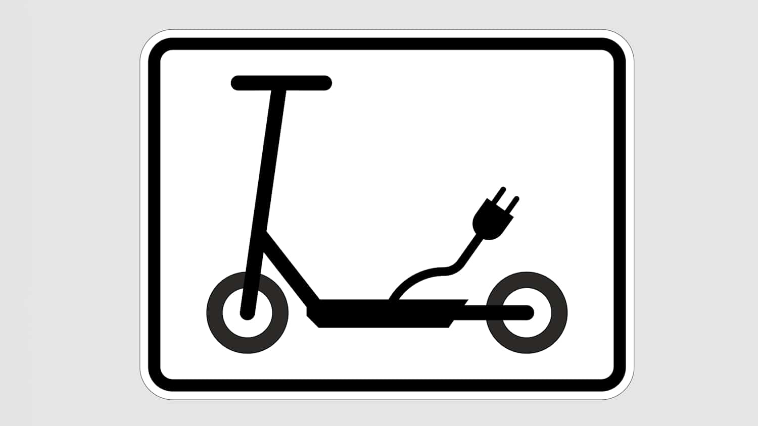 Zusatzstrassenschild für Elektrokleinstfahrzeuge auf grauem Hintergrund
