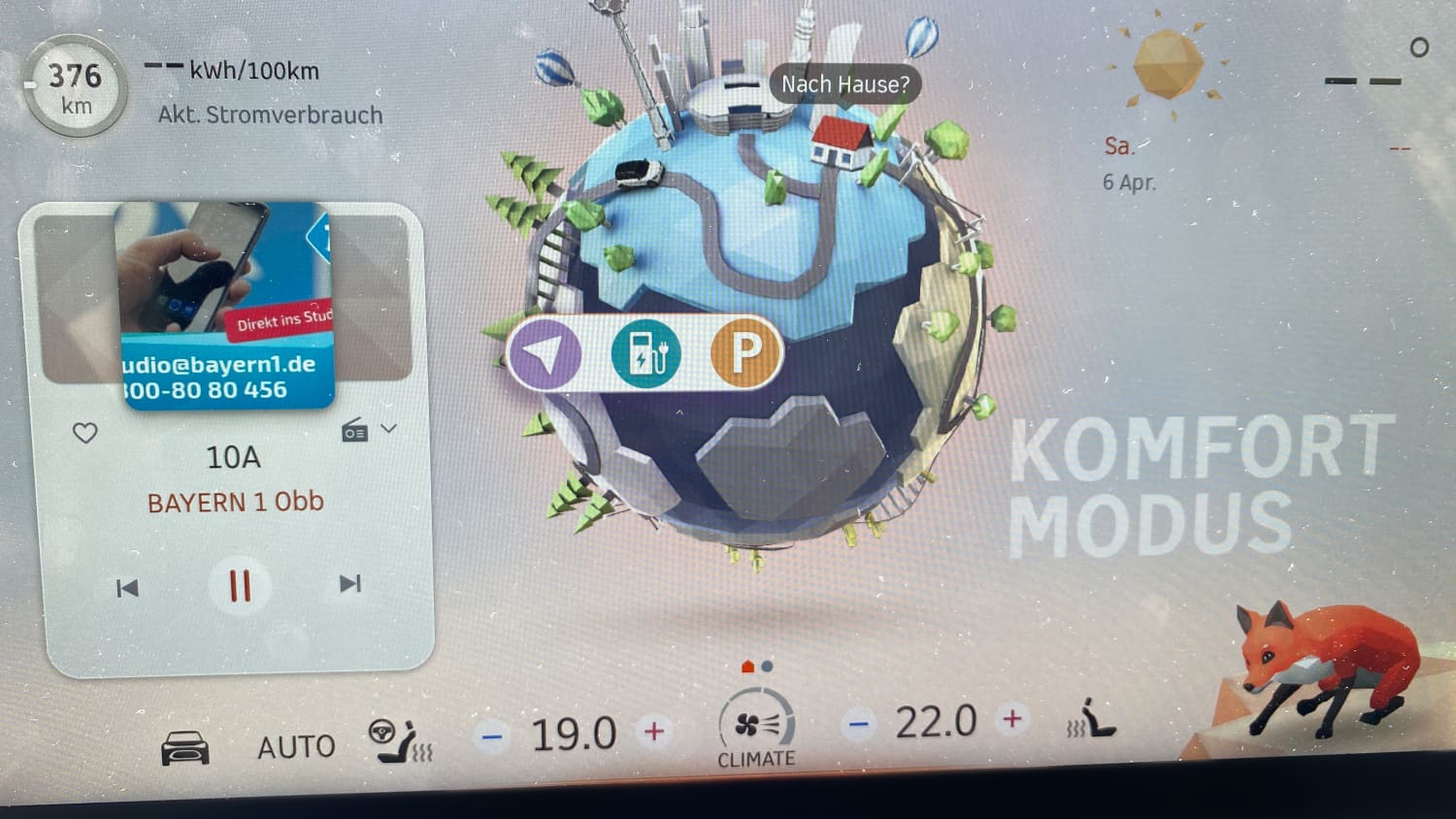 Infotainment auf dem Display im Smart #1