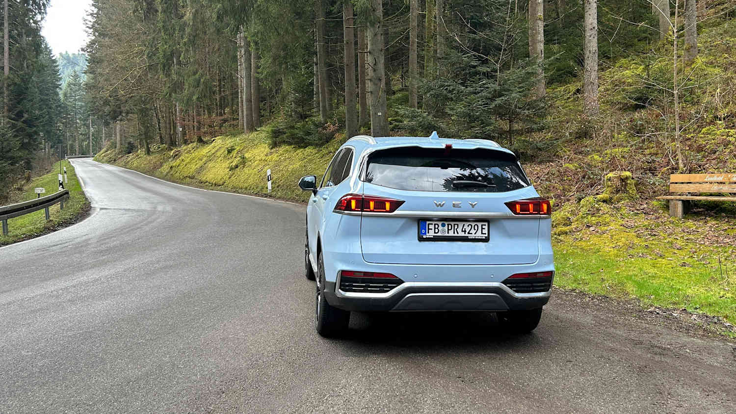 Heckansicht eines Wey 03 der am Straßenrand steht