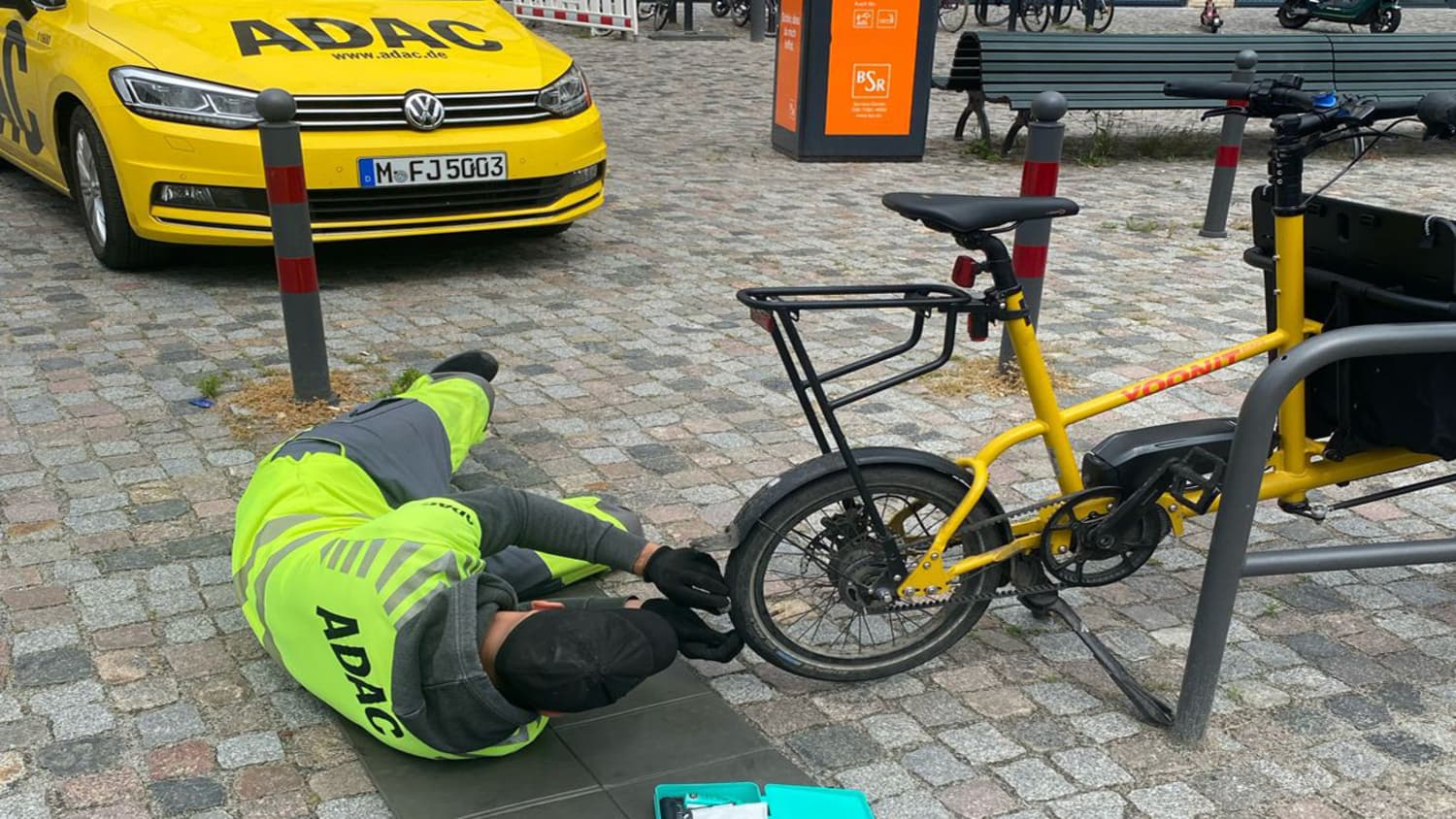 der ADAC hilft bei einer Fahrradpanne