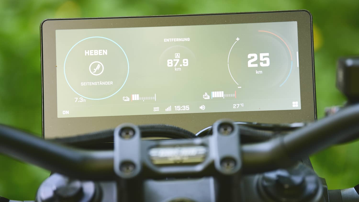 Der Boardcomputer des Can Am Origin Elektromotorrad