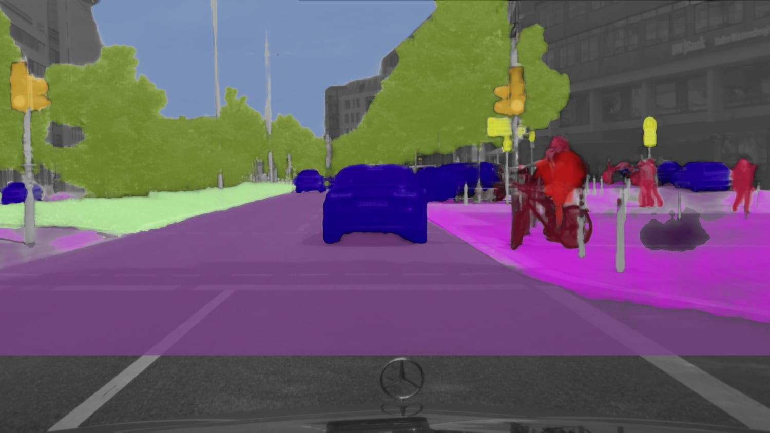 Computerbild eines autonom fahrenden Autos