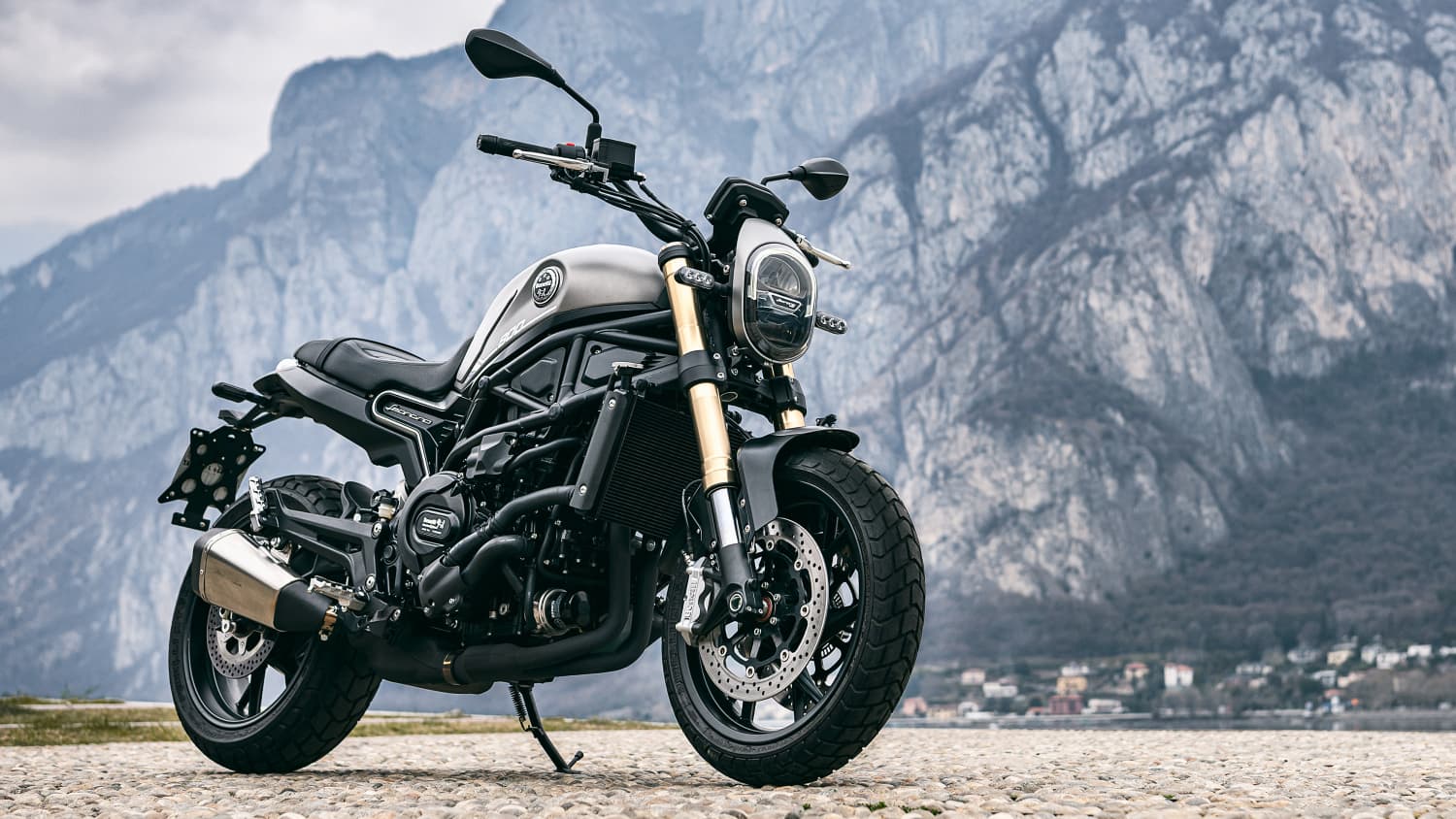 Seitenansicht einer stehenden Benelli Leoncino 800