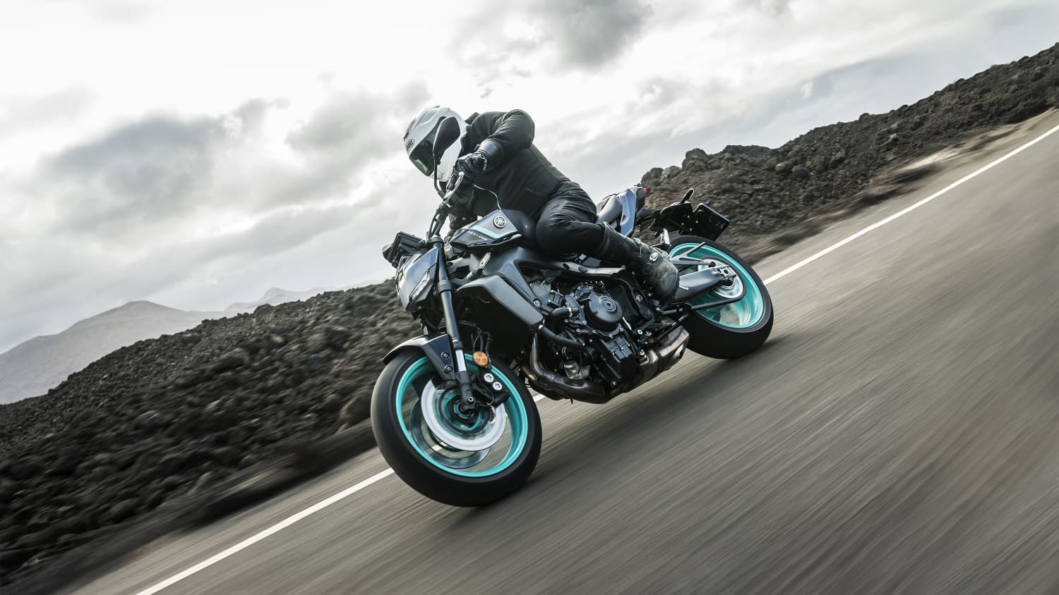 Aufnahme der fahrenden Yamaha MT-09