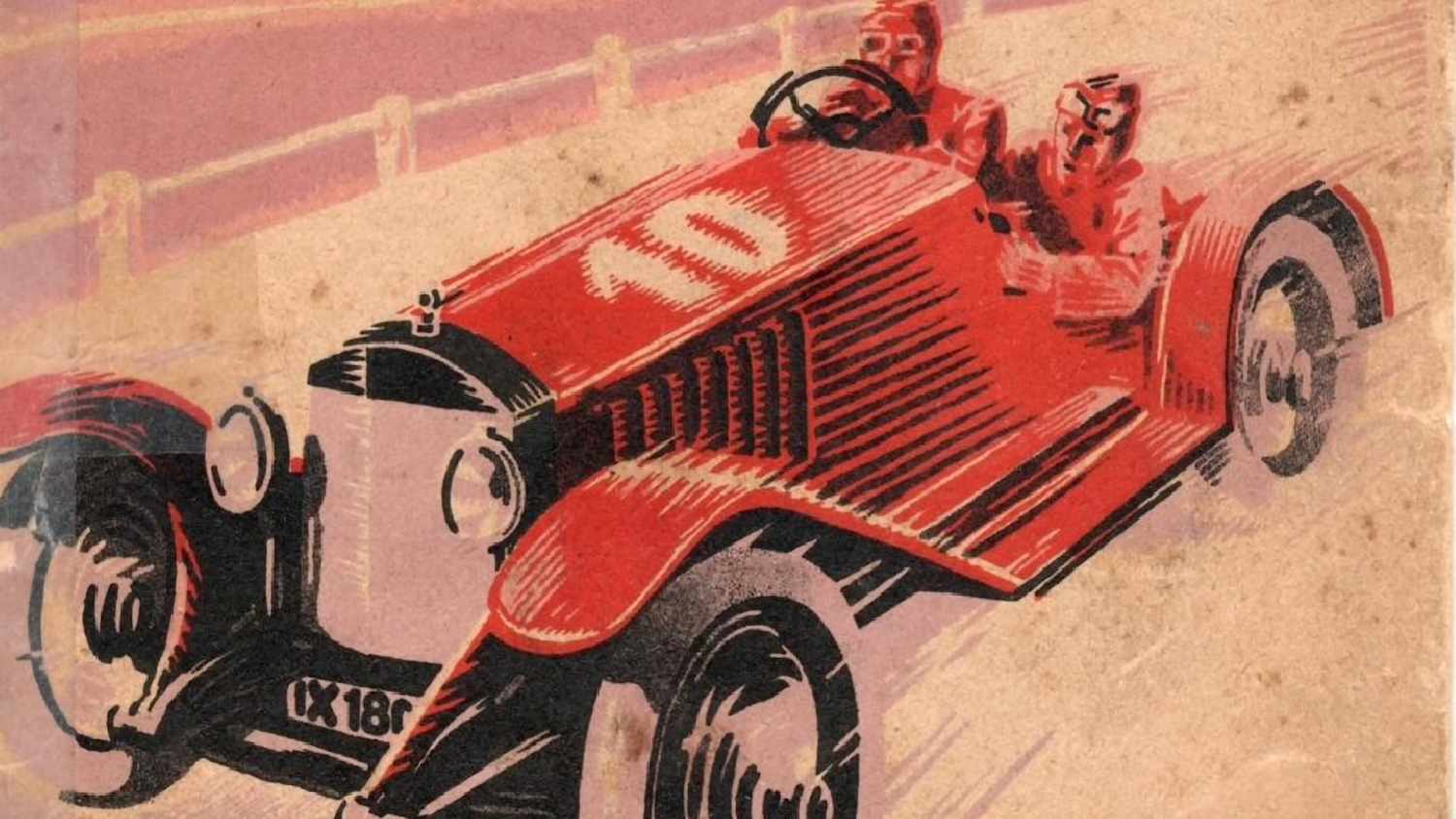 Eine Illustration eines alten Autos in rot weiß