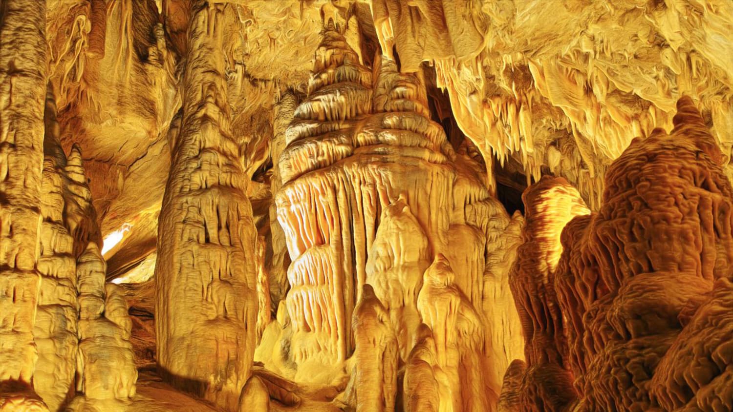 Eine Innenaufnahme der Obir Tropfsteinhöhle in Österrreich
