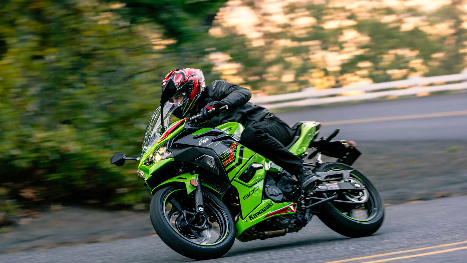 Aufnahme der fahrenden Kawasaki Ninja 500 SE