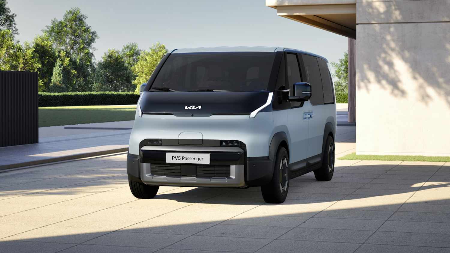 Frontansicht eines stehenden Kia PV5