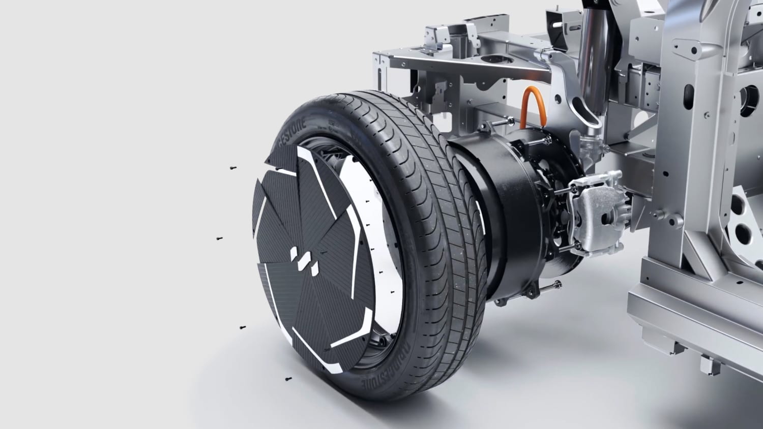 Die Radnabe und der Motor des Lightyear Zero — Solar Electric Vehicle