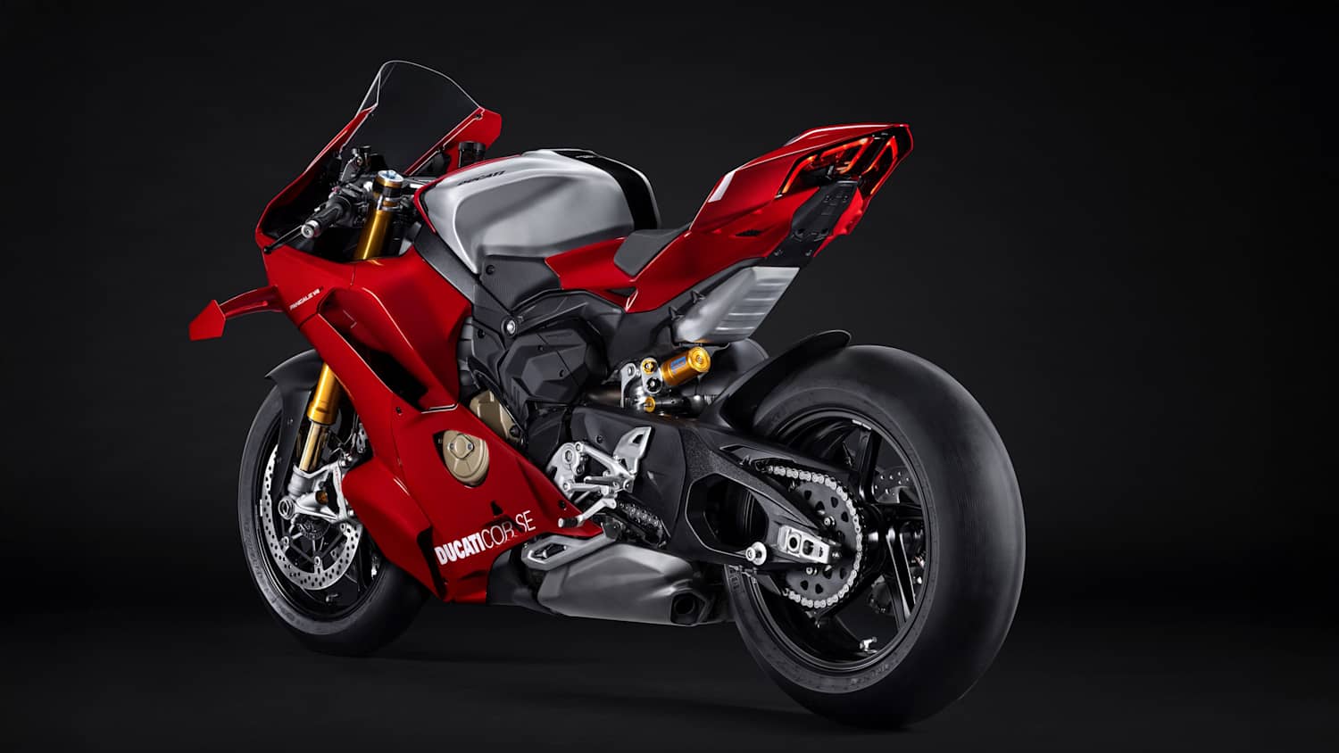 Heck und Seitenansicht einer Ducati Panigale V4 R