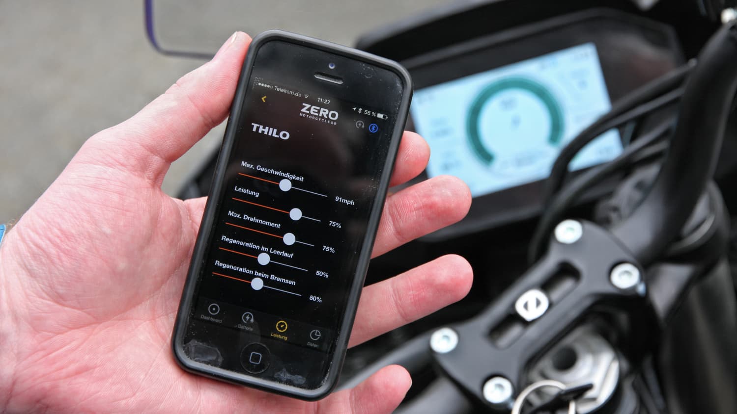 Zero SR/S App auf dem Handy