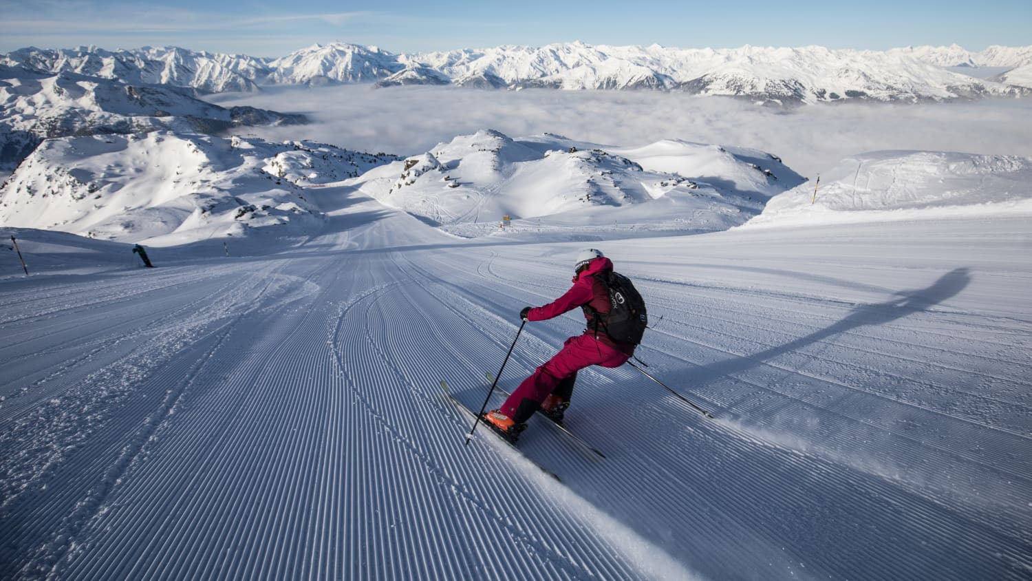Skifahrer im Skigebiet Zillertal Arena Wilde Krimml