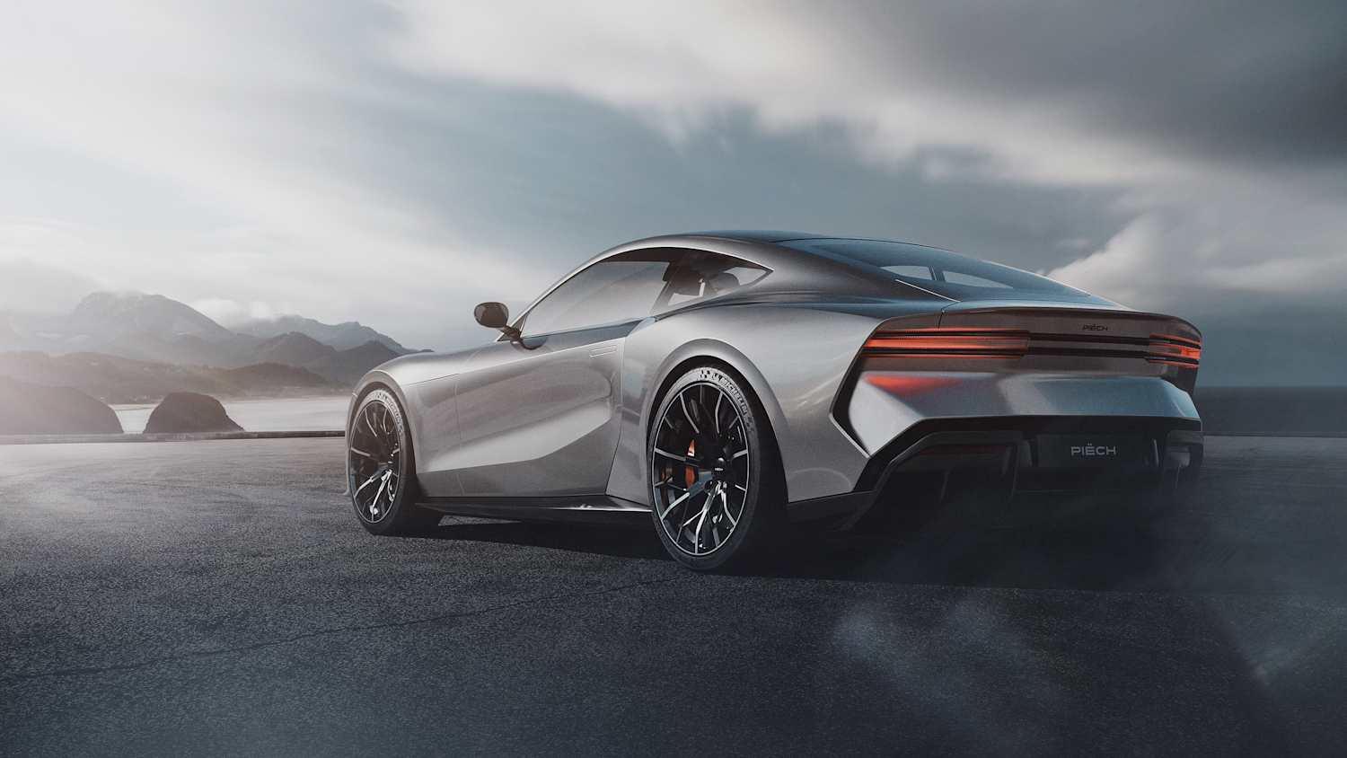 Der silberne Sportwagen Piech Mark Zero 