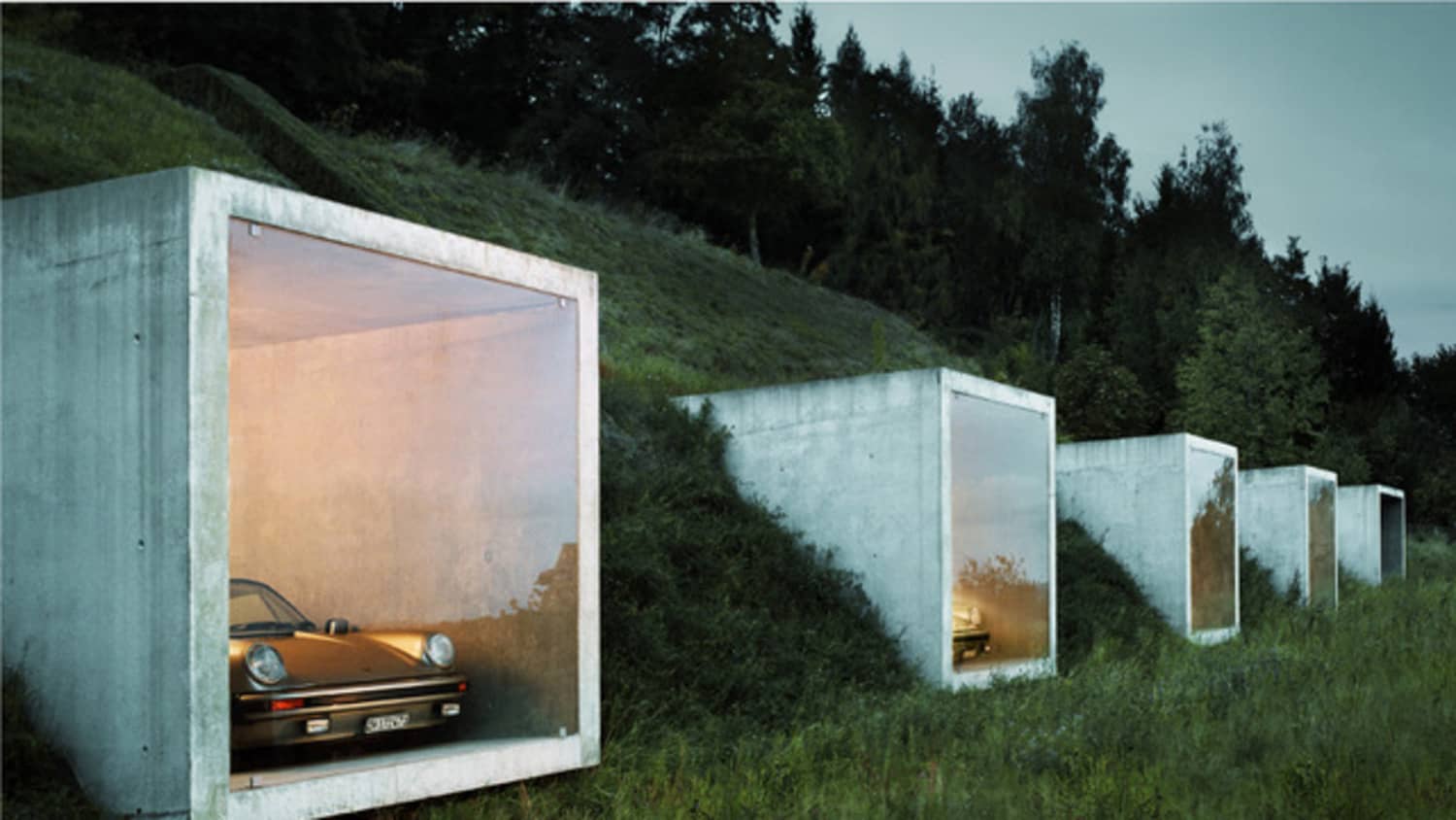 Garagen-Kuben vom Architekten Peter Kunz in Herdern in der Schweiz