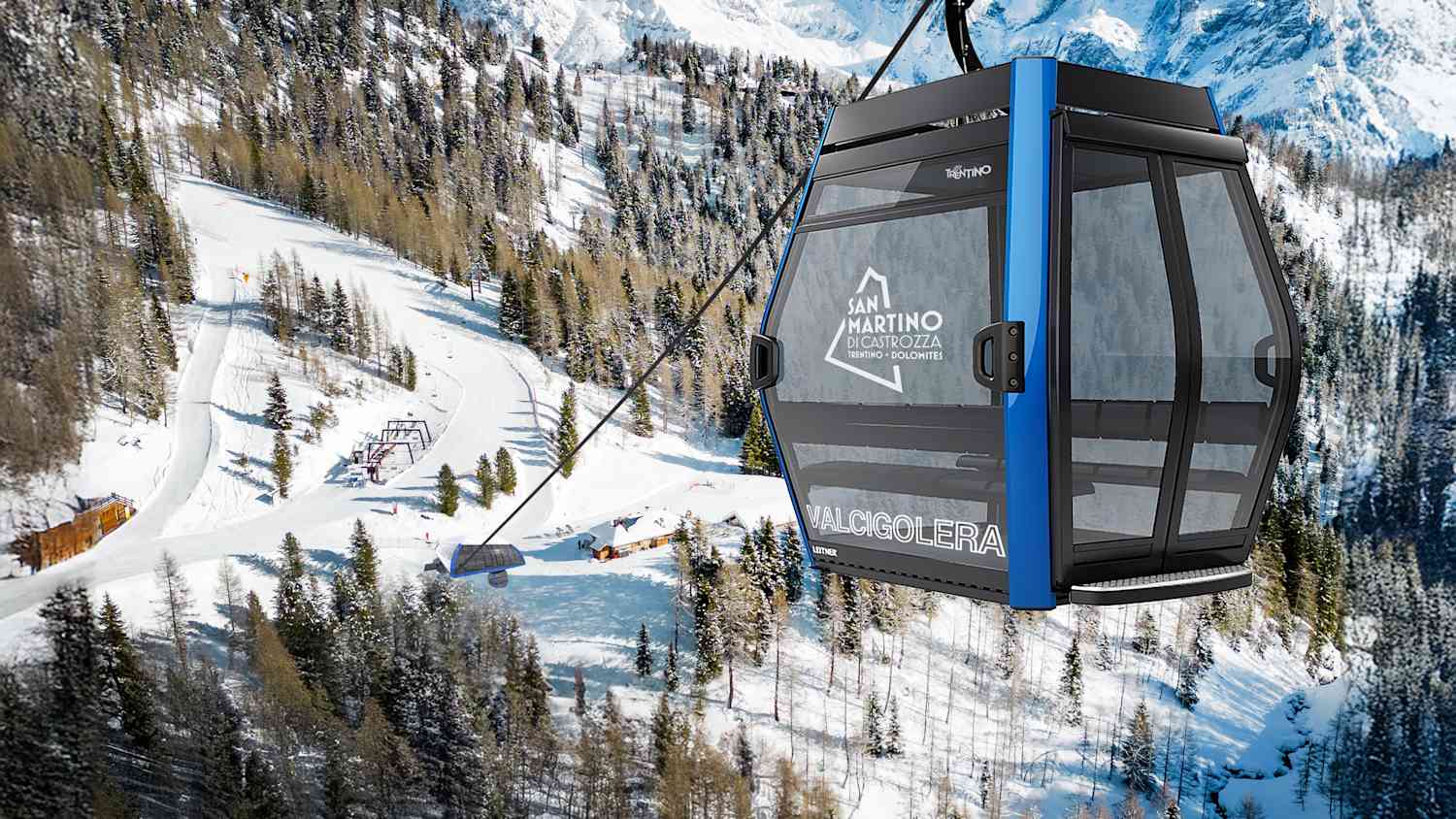 Die neue Gondel Valcigolera im Skigebiet San Martino di Castrozza