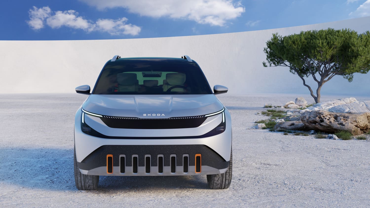 Frontansicht eines stehenden Skoda Epiq