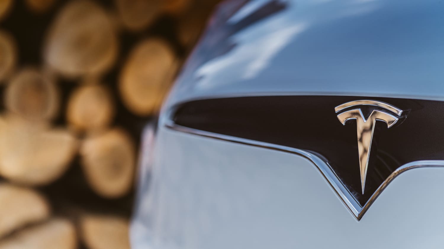 Tesla Logo auf einem weißen Tesla