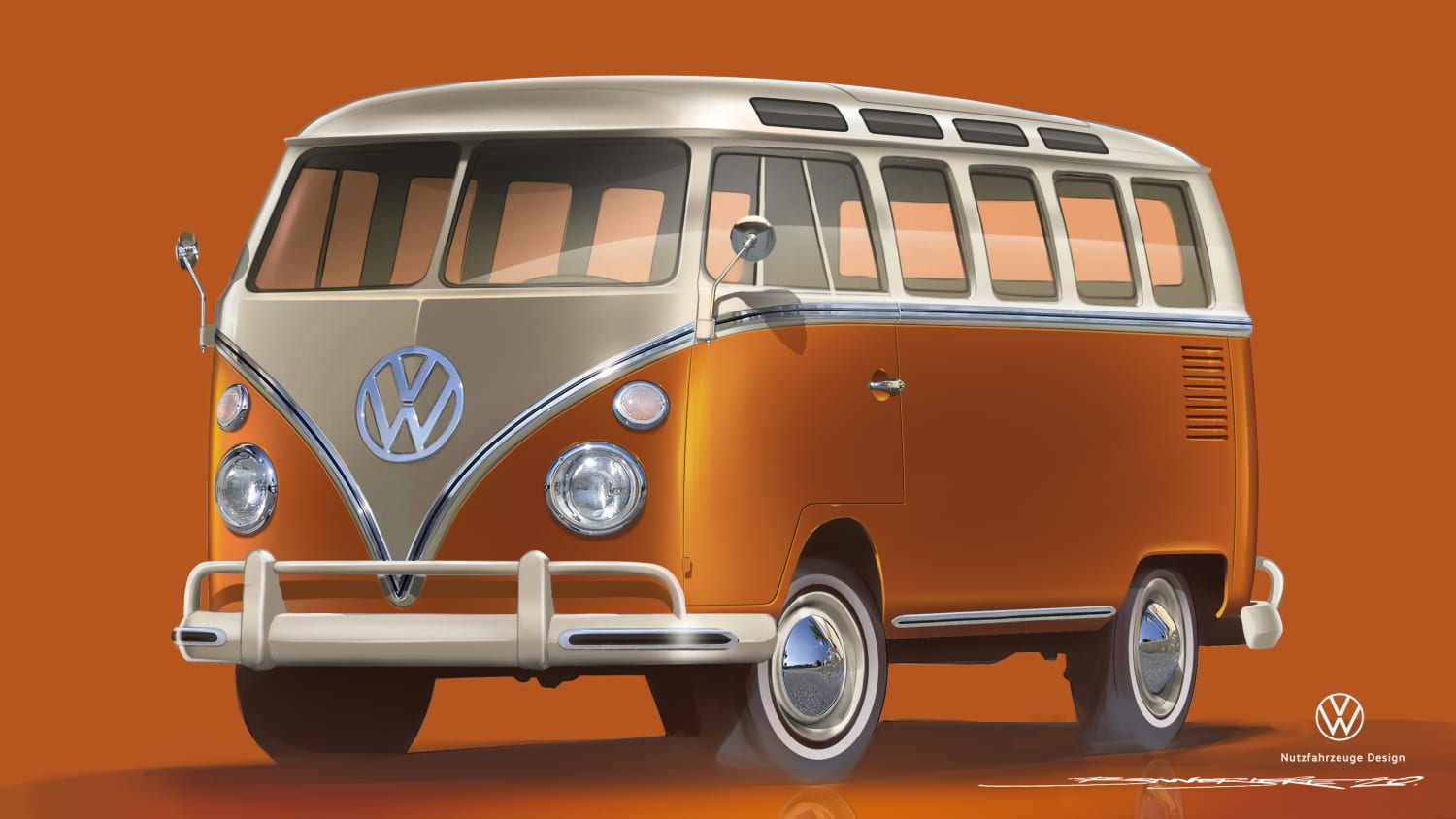orangen VW T1 stehend