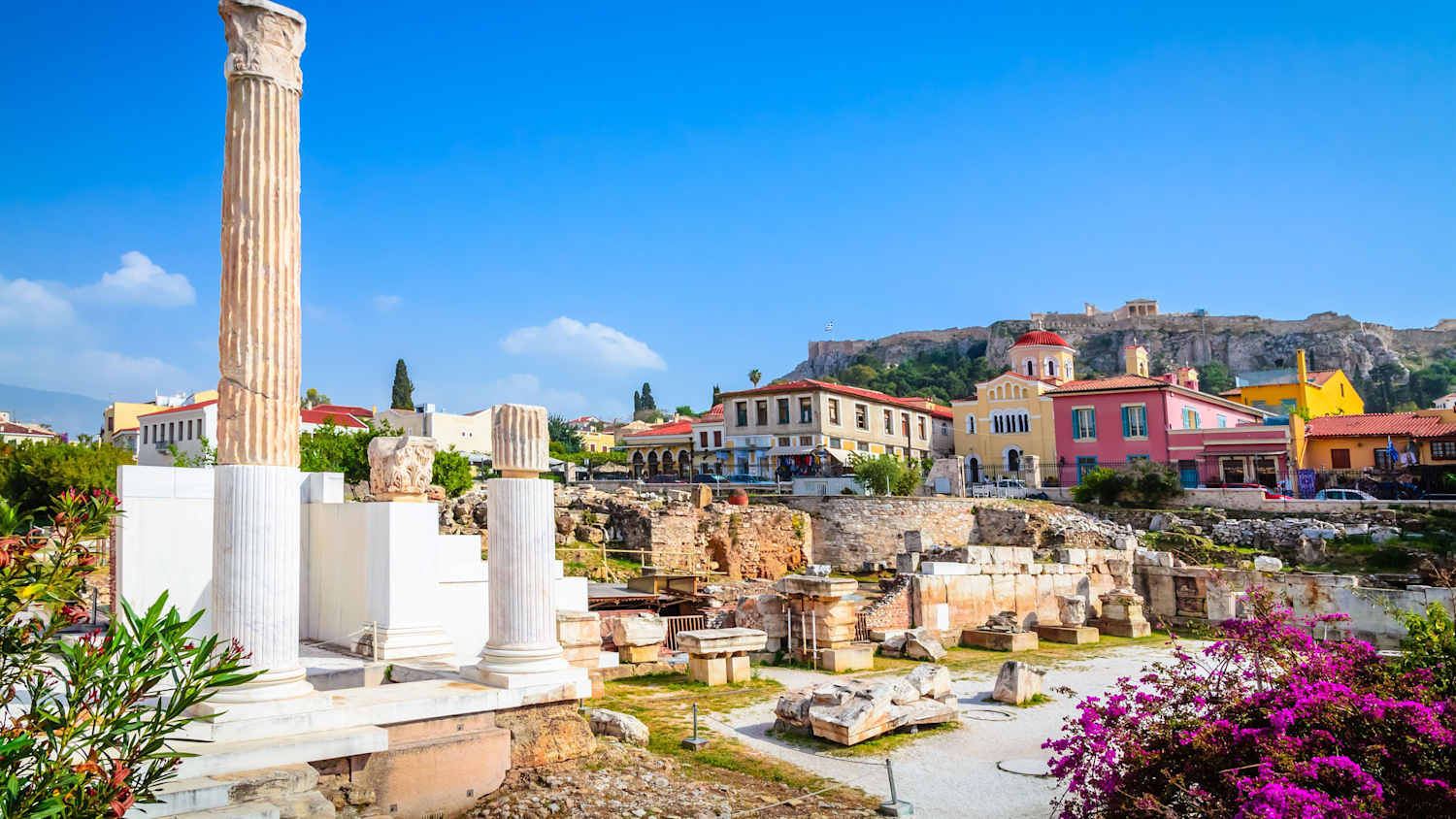 Die Hadriansbibliothek am Monastiraki-Platz, Bezirk Plaka in Athen