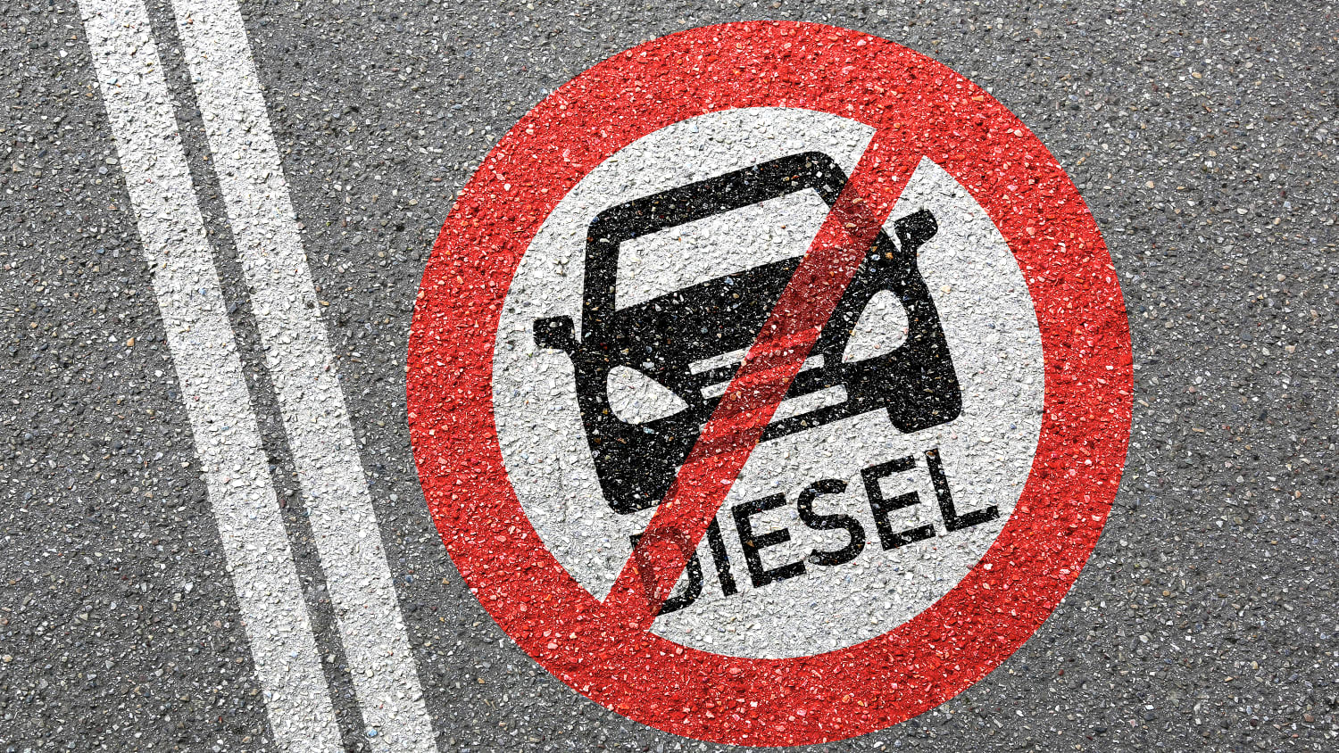 Ein Diesel-Verbotsschild auf der Straße