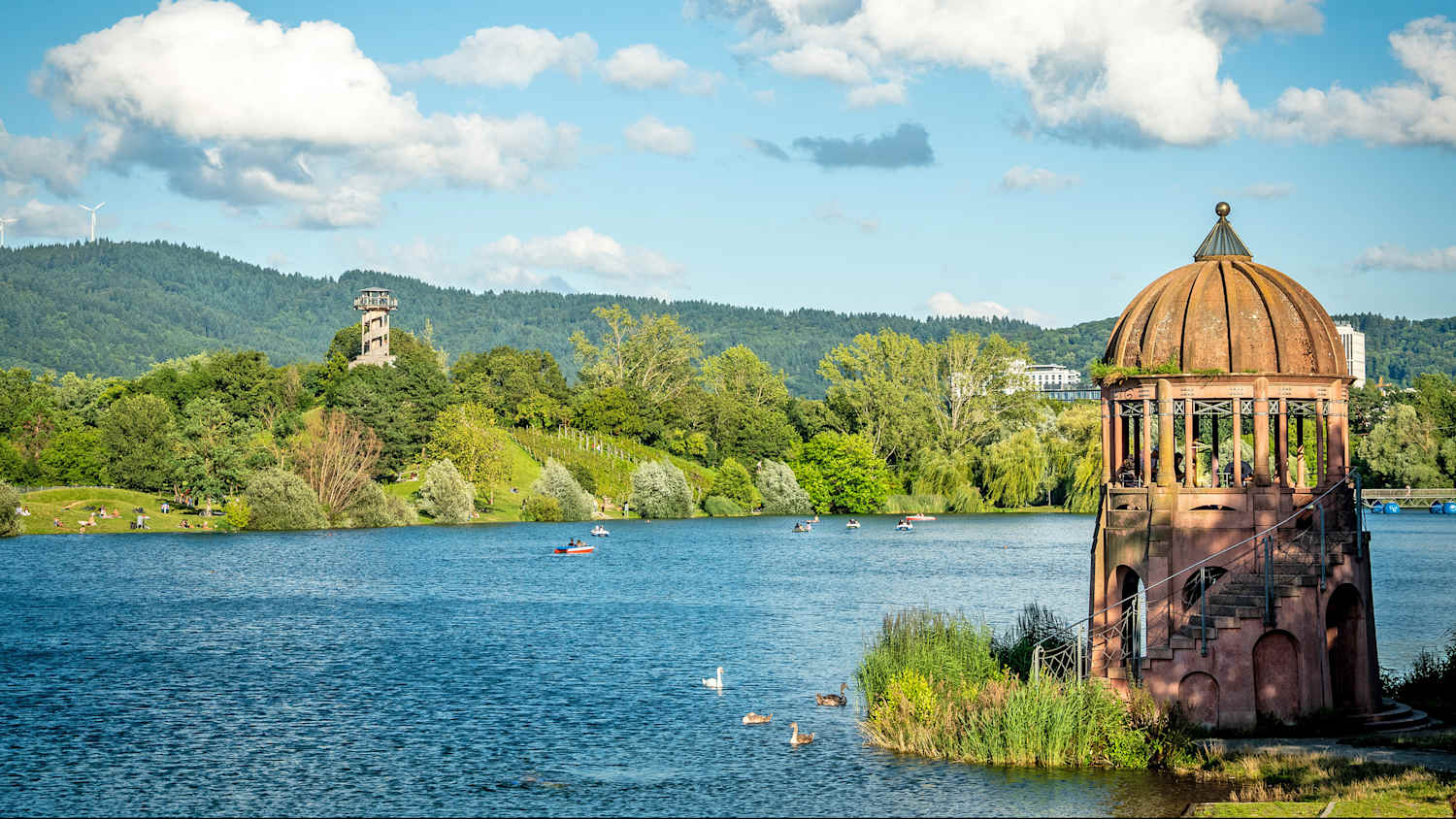 Panorama des Seeparks in Freiburg