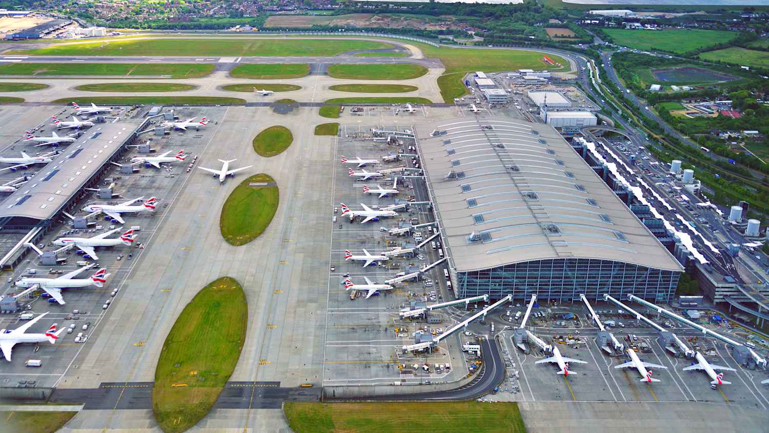 Luftaufnahme des Flughafens in Heathrow London