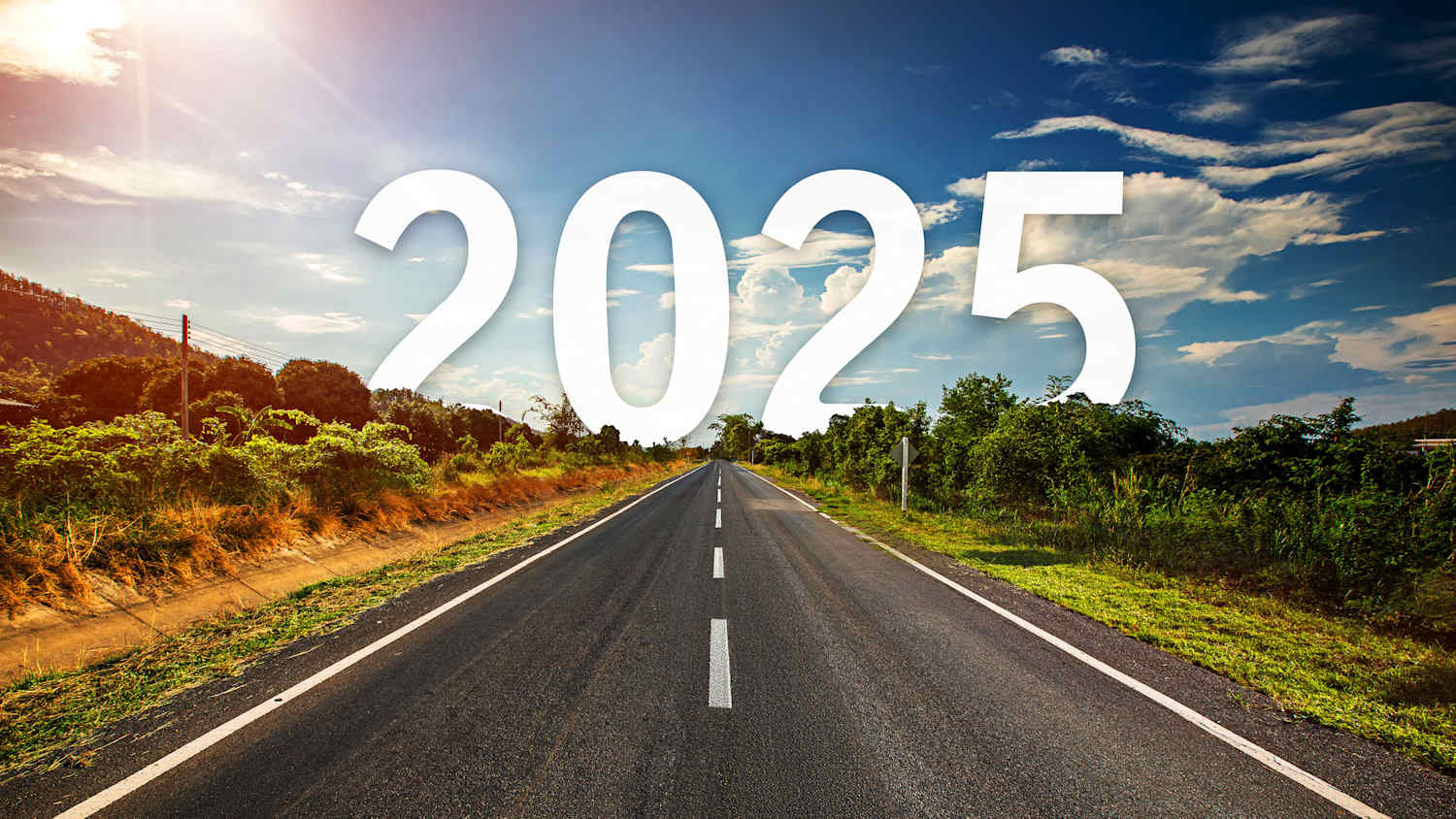 Die Zahl 2025 steht auf einer Straße