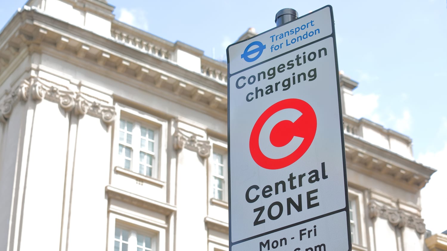 Schild zu Congestion Charging in London