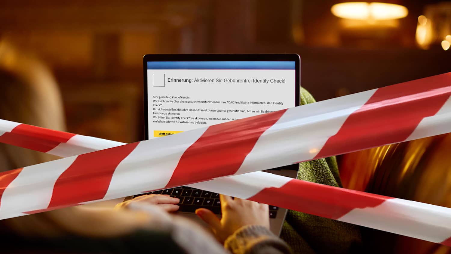 Eine Montage zum Thema Phishing Warnung im Internet