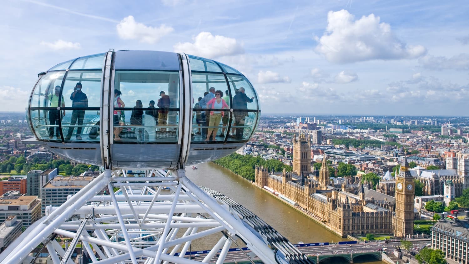 Blick aus einer Kabine des London Eye auf London