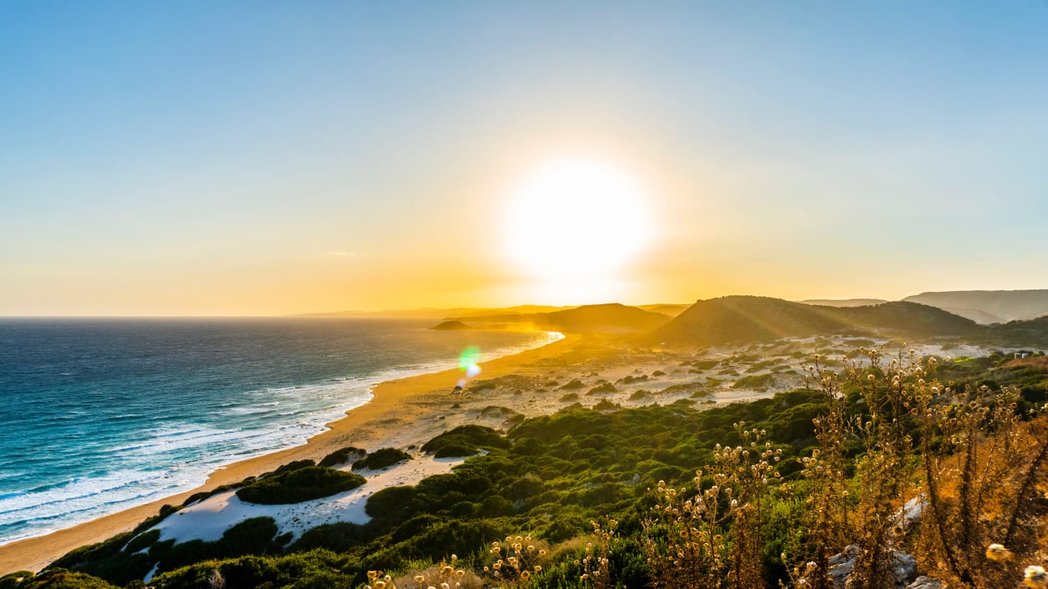 Sonnenutergang an der Goldenen Beach bei Karpas auf Nordzypern
