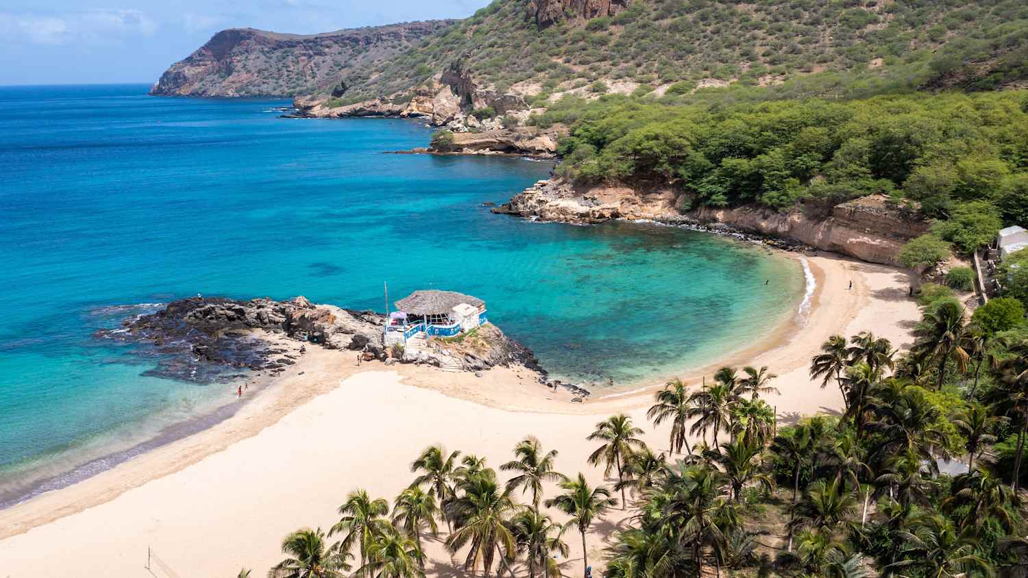 Blick auf den Strand Tarrafal auf den Kapverdischen Inseln